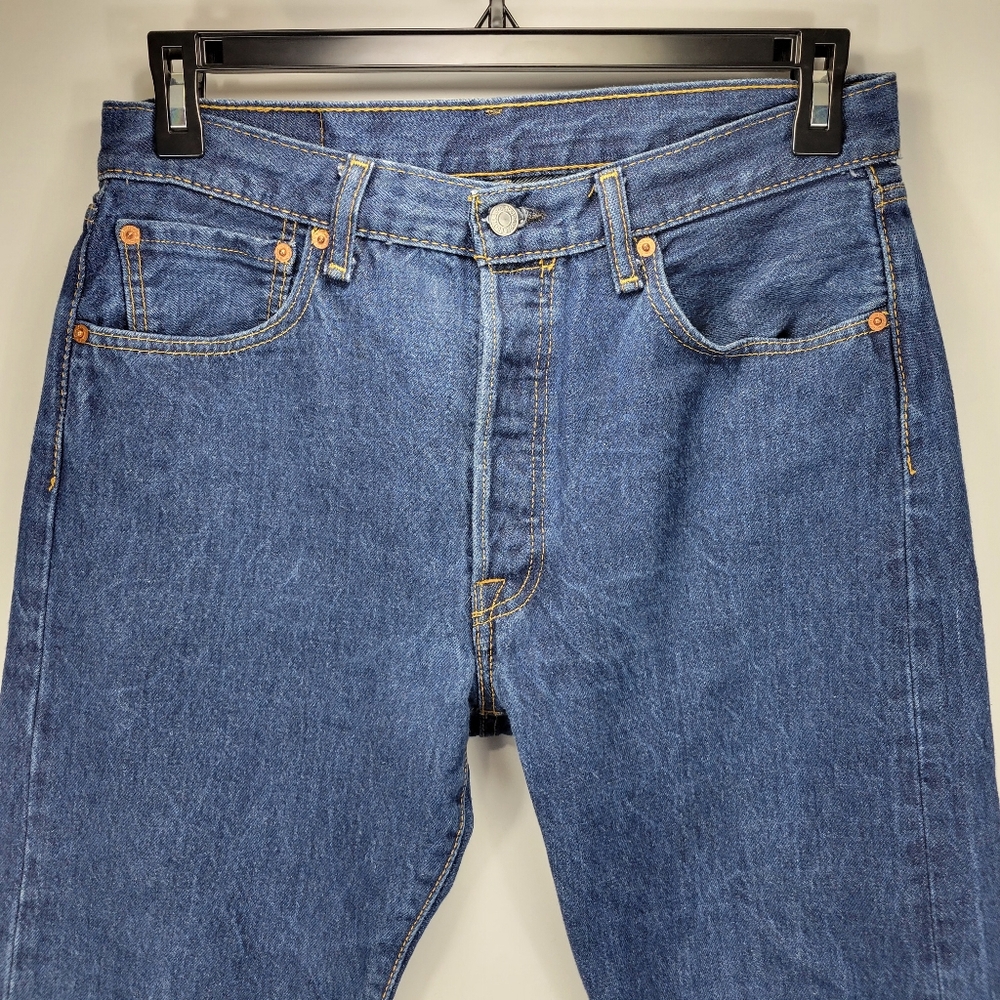 Levis 501 Button Fly Straight Leg Jeans Pants Mens 34x30 Work Business Casual - Picture 3 of 12